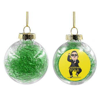 PSY - GANGNAM STYLE, Χριστουγεννιάτικη μπάλα δένδρου διάφανη με πράσινο γέμισμα 8cm