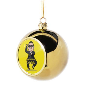 PSY - GANGNAM STYLE, Golden Christmas tree ball ornament 8cm
