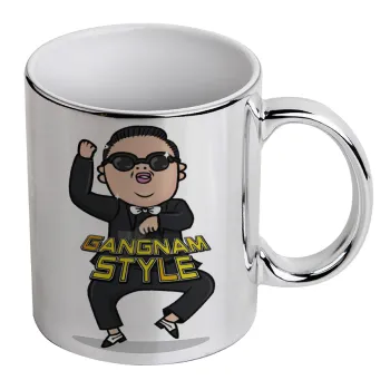 PSY - GANGNAM STYLE, Κούπα κεραμική, ασημένια καθρέπτης, 330ml