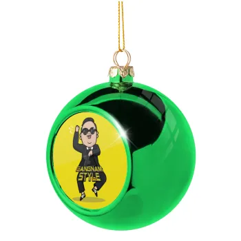 PSY - GANGNAM STYLE, Green Christmas tree ornament ball 8cm
