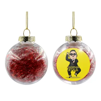 PSY - GANGNAM STYLE, Transparent Christmas tree ball ornament with red filling 8cm