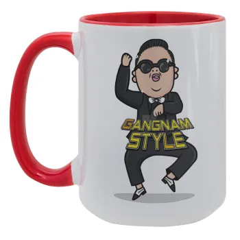 PSY - GANGNAM STYLE, Κούπα Mega 15oz, κεραμική Κόκκινη, 450ml