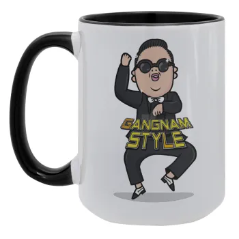 PSY - GANGNAM STYLE, Κούπα Mega 15oz, κεραμική Μαύρη, 450ml