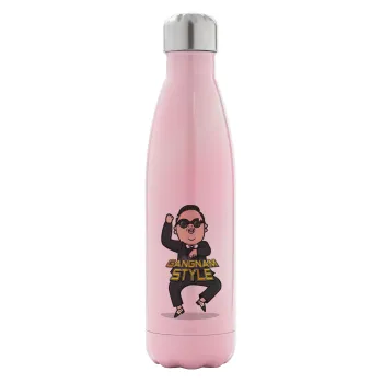 PSY - GANGNAM STYLE, Metal mug thermos Pink Iridiscent (Stainless steel), double wall, 500ml