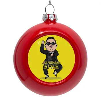 PSY - GANGNAM STYLE, Red Christmas tree ornament bauble 8cm