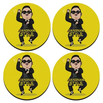 PSY - GANGNAM STYLE, SET of 4 round wooden coasters (9cm)