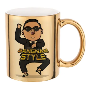 PSY - GANGNAM STYLE, Mug ceramic, gold mirror, 330ml