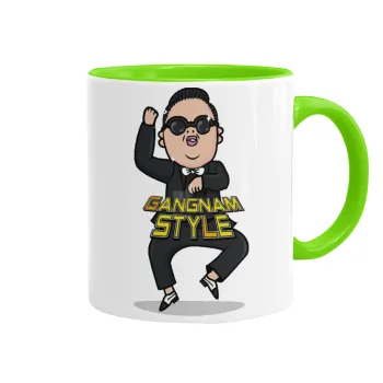 PSY - GANGNAM STYLE, Mug colored light green, ceramic, 330ml