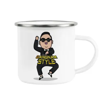 PSY - GANGNAM STYLE, Κούπα Μεταλλική εμαγιέ λευκη 360ml