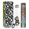 Easter candle, metallic white thermos bottle (500ml) & aromatic flat candle (30cm) (GRAY)
