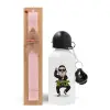 Easter Set, metallic aluminum bottle (500ml) & aromatic flat Easter candle (30cm) (PINK)