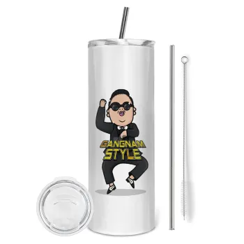 PSY - GANGNAM STYLE, Tumbler stainless steel 600ml, with metal straw & cleaning brush