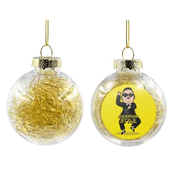 PSY - GANGNAM STYLE, Transparent Christmas tree ball ornament with gold filling 8cm