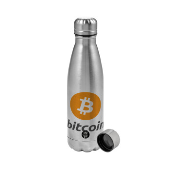 Bitcoin, Μεταλλικό παγούρι νερού, ανοξείδωτο ατσάλι, 750ml