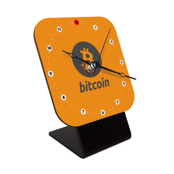 Bitcoin, Επιτραπέζιο ρολόι ξύλινο με δείκτες (10cm)
