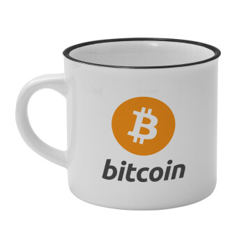 Bitcoin, Κούπα κεραμική vintage Λευκή/Μαύρη 230ml