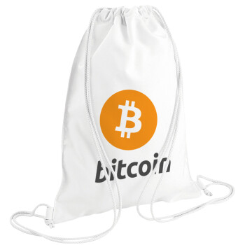 Bitcoin, Τσάντα πλάτης πουγκί GYMBAG λευκή (28x40cm)