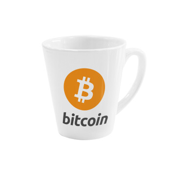 Bitcoin, Κούπα κωνική Latte Λευκή, κεραμική, 300ml