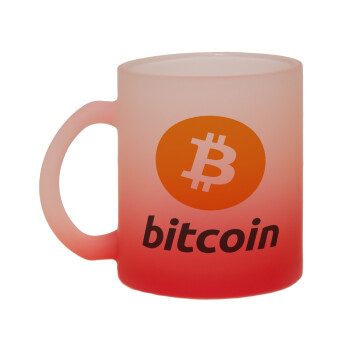 Bitcoin, Κούπα γυάλινη δίχρωμη με βάση το κόκκινο ματ, 330ml