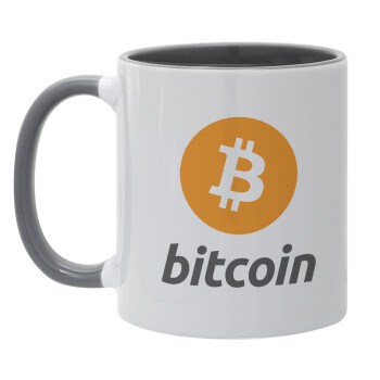 Bitcoin, Κούπα χρωματιστή γκρι, κεραμική, 330ml