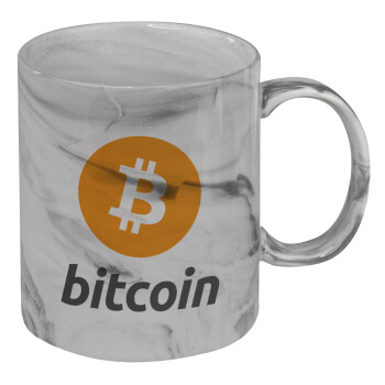 Bitcoin, Κούπα κεραμική, marble style (μάρμαρο), 330ml
