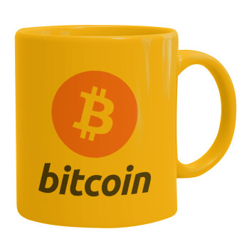 Bitcoin, Ceramic coffee mug yellow, 330ml (1pcs)