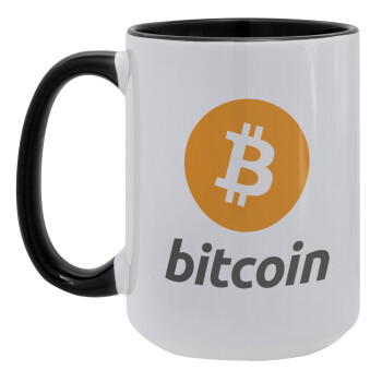 Bitcoin, Κούπα Mega 15oz, κεραμική Μαύρη, 450ml