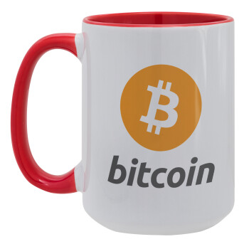 Bitcoin, Κούπα Mega 15oz, κεραμική Κόκκινη, 450ml