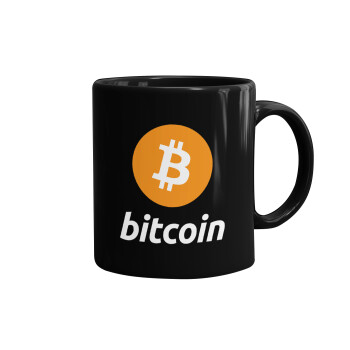 Bitcoin, Κούπα Μαύρη, κεραμική, 330ml