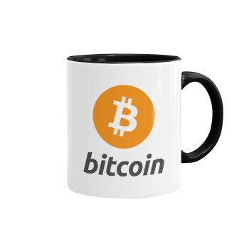 Bitcoin, Κούπα χρωματιστή μαύρη, κεραμική, 330ml