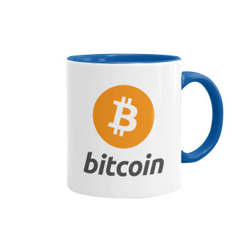 Bitcoin, Mug colored blue, ceramic, 330ml