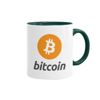 Bitcoin, Κούπα χρωματιστή πράσινη, κεραμική, 330ml