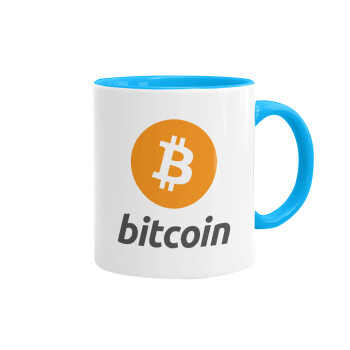 Bitcoin, Κούπα χρωματιστή γαλάζια, κεραμική, 330ml