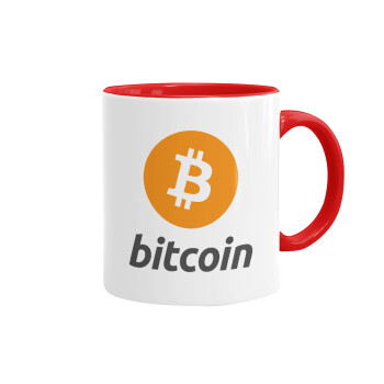 Bitcoin, Κούπα χρωματιστή κόκκινη, κεραμική, 330ml
