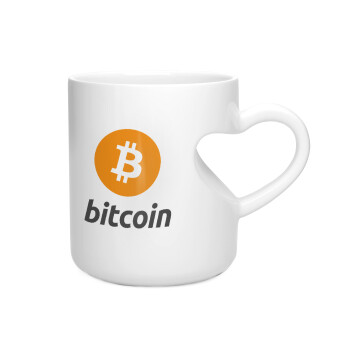 Bitcoin, Κούπα καρδιά λευκή, κεραμική, 330ml