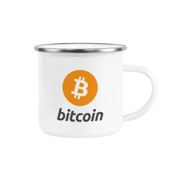 Bitcoin, Κούπα Μεταλλική εμαγιέ λευκη 360ml