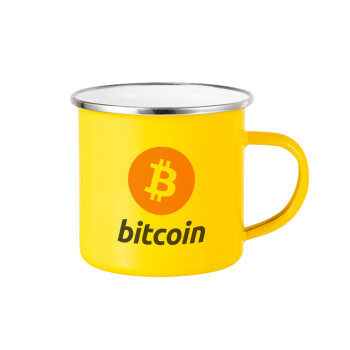 Bitcoin, Yellow Enamel Metallic Cup 360ml