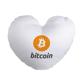 Bitcoin, Μαξιλάρι καναπέ καρδιά 40x40cm περιέχεται το  γέμισμα