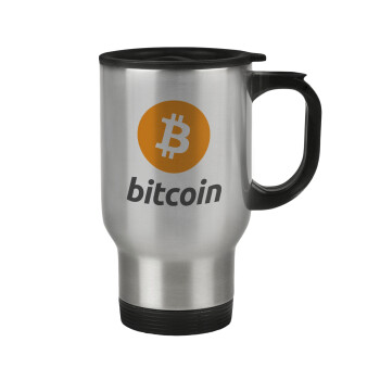 Bitcoin, Κούπα ταξιδιού ανοξείδωτη με καπάκι, διπλού τοιχώματος (θερμό) 450ml