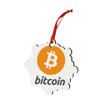 Bitcoin, Christmas ornament snowflake wooden 7.5cm