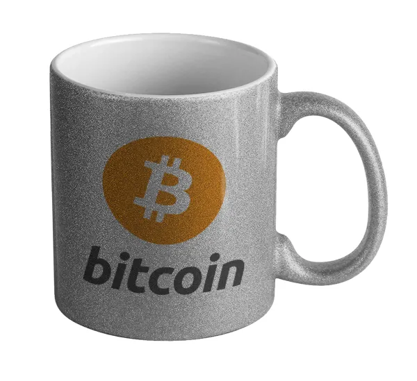 Bitcoin — Silver glitter mug that sparkles, ceramic, 330ml