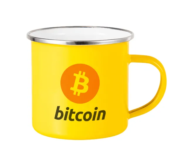 Bitcoin — Κούπα Μεταλλική εμαγιέ Κίτρινη 360ml