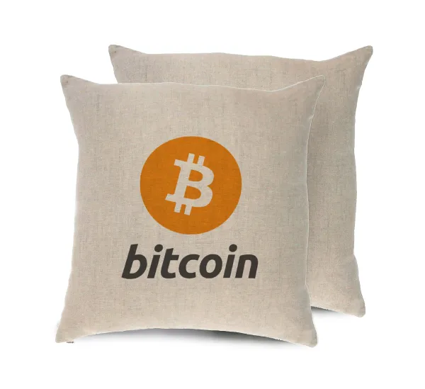 Bitcoin — Linen sofa cushion, 40x40cm, filling included