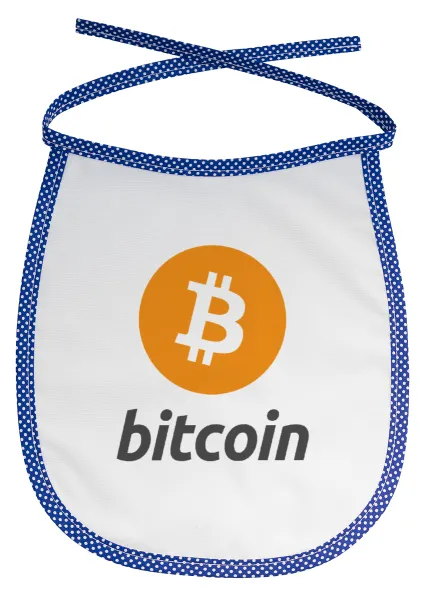 Bitcoin — Stain-resistant baby bib with tie, blue