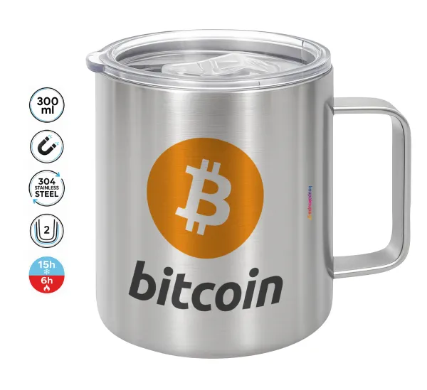 Bitcoin — Double-walled stainless steel mug 300ml with temperature-retaining lid