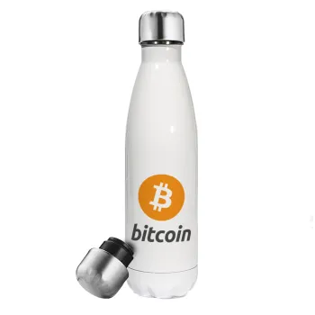 Bitcoin, Metal mug thermos White (Stainless steel), double wall, 500ml