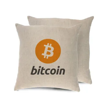 Bitcoin, Μαξιλάρι καναπέ ΛΙΝΟ 40x40cm περιέχεται το  γέμισμα