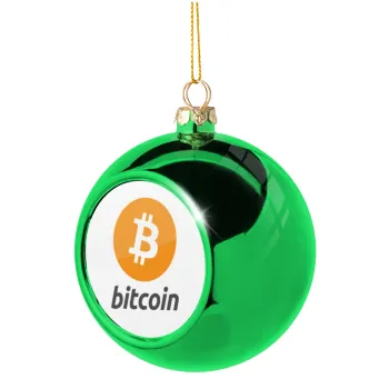 Bitcoin, Green Christmas tree ornament ball 8cm