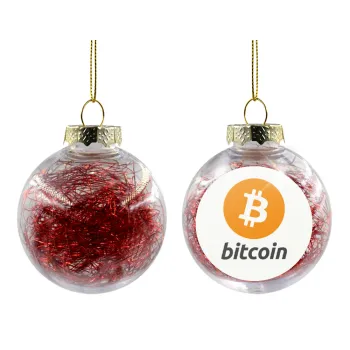 Bitcoin, Transparent Christmas tree ball ornament with red filling 8cm