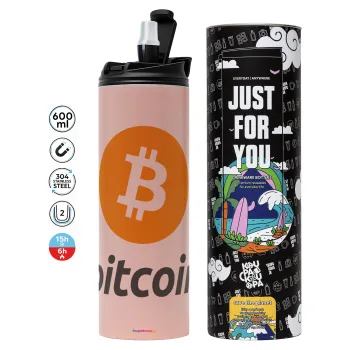 Bitcoin, Tumbler stainless steel PINK 600ml